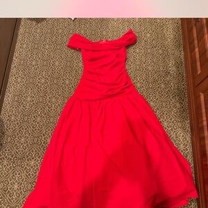 Elegant Red Off-Shoulder Dress